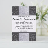 Ontwerp voor zwart en zilver Glitter en Swirls Kaart (Staand voorkant)