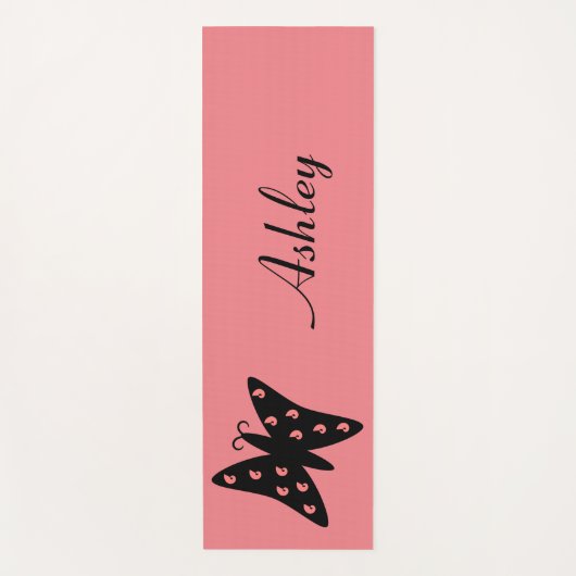  ontwerp voor zwart-roze vlinder, speciaal ontworp yogamat (Voorkant)