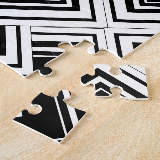 Ontwerp voor zwart-wit kunstdeco legpuzzel (Zijkant)
