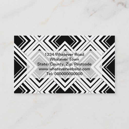 Ontwerp voor zwart-wit kunstdeco visitekaartje (Achterkant)