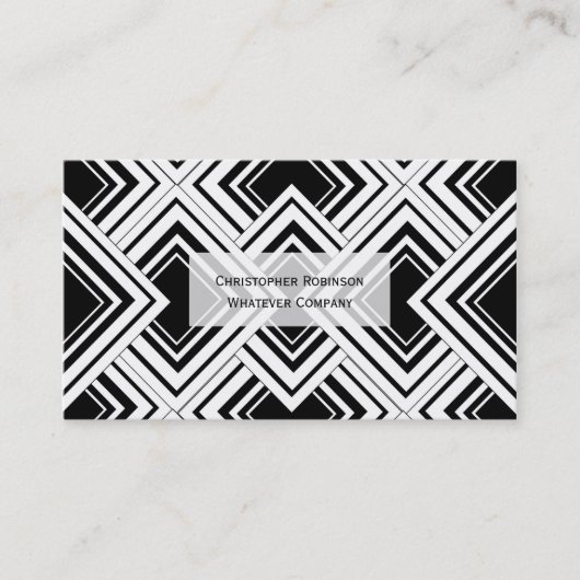 Ontwerp voor zwart-wit kunstdeco visitekaartje (Voorkant)