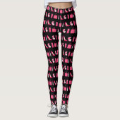 Ontwerp voor zwarte en roze korrelige artikelen leggings (Voorkant)