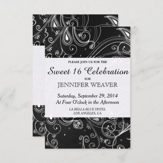 Ontwerp voor zwarte en witte moderne cirkels kaart (Voorkant / Achterkant)