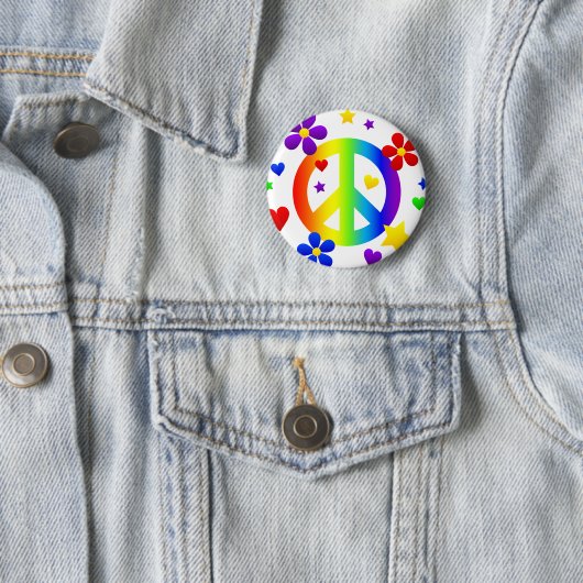 ontwerp vredesteken ronde button 5,7 cm (In situ)