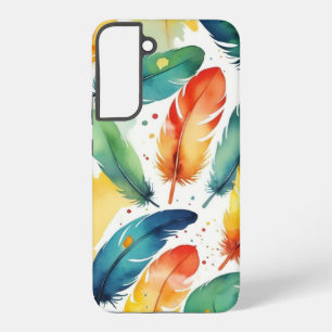 Ontwerp waterverf veren voor omslag samsung galaxy hoesje