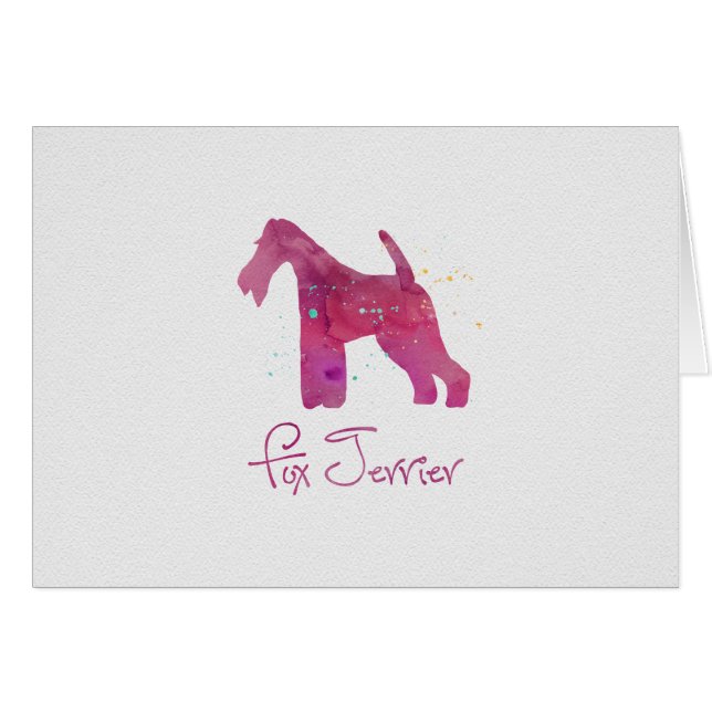 Ontwerp Waterverf Wire Fox Terrier Silhouette (Voorkant Horizontaal)