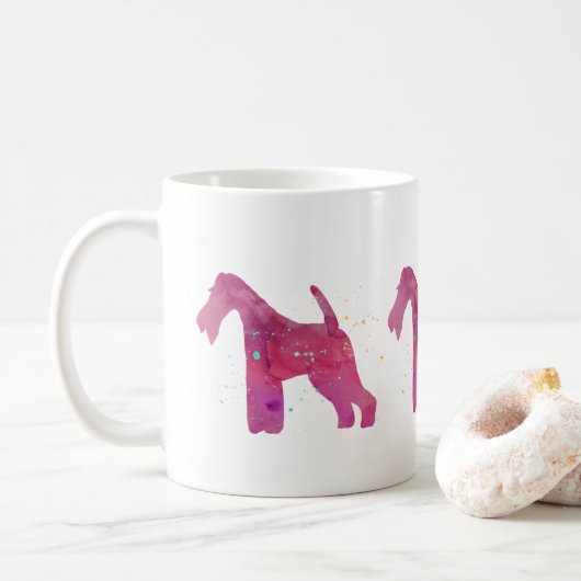 Ontwerp Waterverf Wire Fox Terrier Silhouette Koffiemok (Met donut)