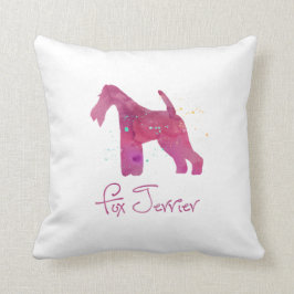 Ontwerp Waterverf Wire Fox Terrier Silhouette Kussen