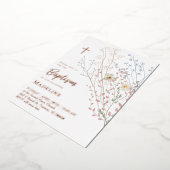 ontwerp wilde bloemen Doop Folie Uitnodiging (Gedraaid)