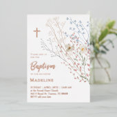 ontwerp wilde bloemen Doop Folie Uitnodiging (Staand Voorkant)