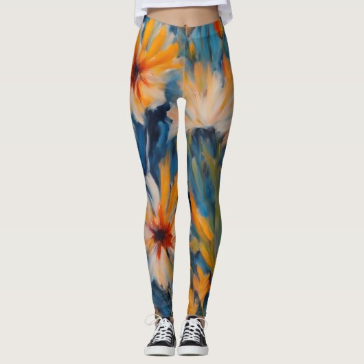 Ontwerp zomerbloemen leggings (Voorkant)