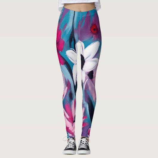 Ontwerp zomerbloemen leggings (Voorkant)