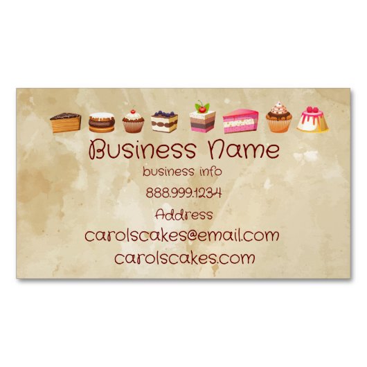 Ontwerpbakken voor aangepaste kake- en bruiloft magnetisch visitekaartje (Voorkant)