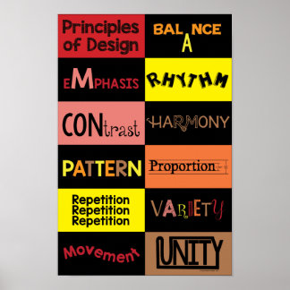 Ontwerpbeginselen in warme kleuren poster