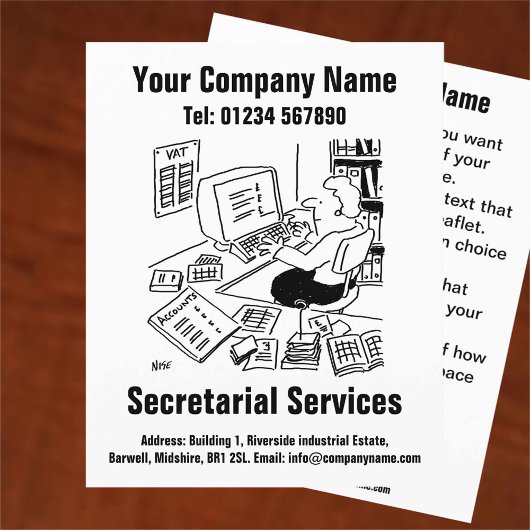 Ontwerpbrochure Cartoon Secretariaatsservices Flyer