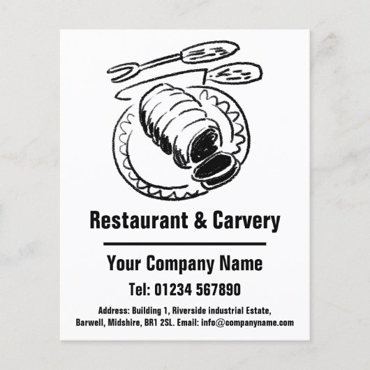 Ontwerpbrochure Restaurants & Carvery Cartoon Flyer (Voorkant)