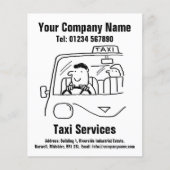Ontwerpbrochure voor autohuur en Cartoon Taxi Serv Flyer (Voorkant)