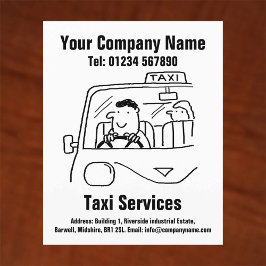 Ontwerpbrochure voor autohuur en Cartoon Taxi Serv Flyer