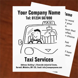 Ontwerpbrochure voor autohuur en Cartoon Taxi Serv Flyer