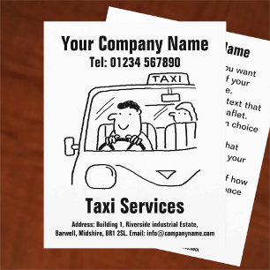 Ontwerpbrochure voor autohuur en Cartoon Taxi Serv Flyer