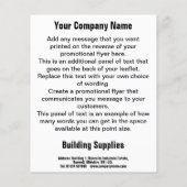 Ontwerpbrochure voor de Cartoon van bouwmaterialen Flyer (Achterkant)