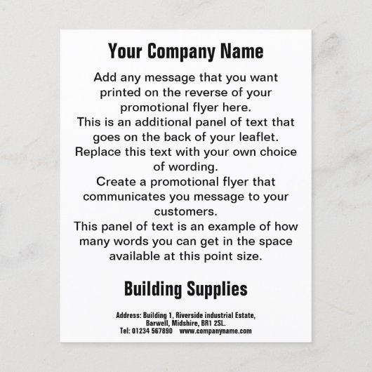 Ontwerpbrochure voor de Cartoon van bouwmaterialen Flyer (Achterkant)