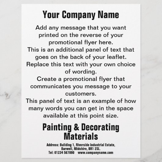 Ontwerpbrochure voor het schilderen en decorteren flyer (Achterkant)