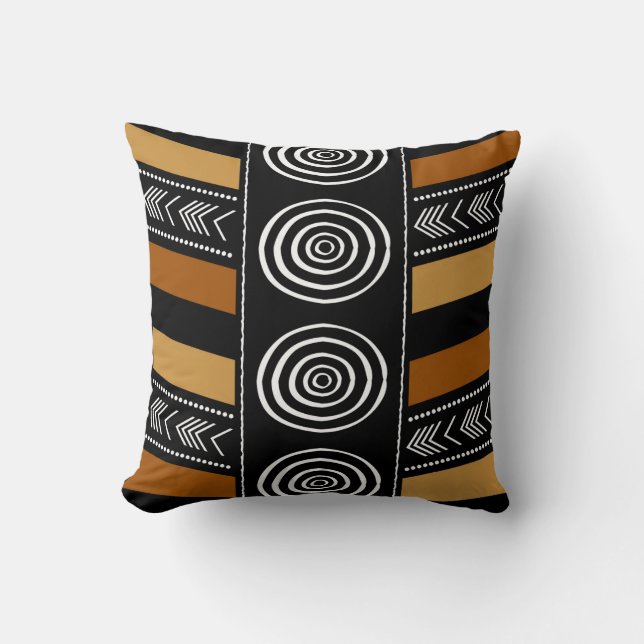 Ontwerpduim van Afrikaanse modedoek Bogolan Kussen (Voorkant)