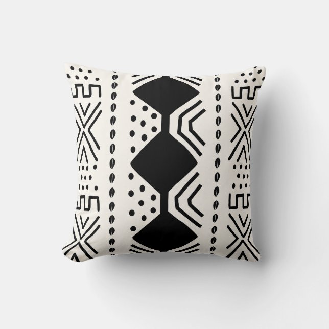 Ontwerpduim van Afrikaanse modedoek Bogolan Kussen (Voorkant)