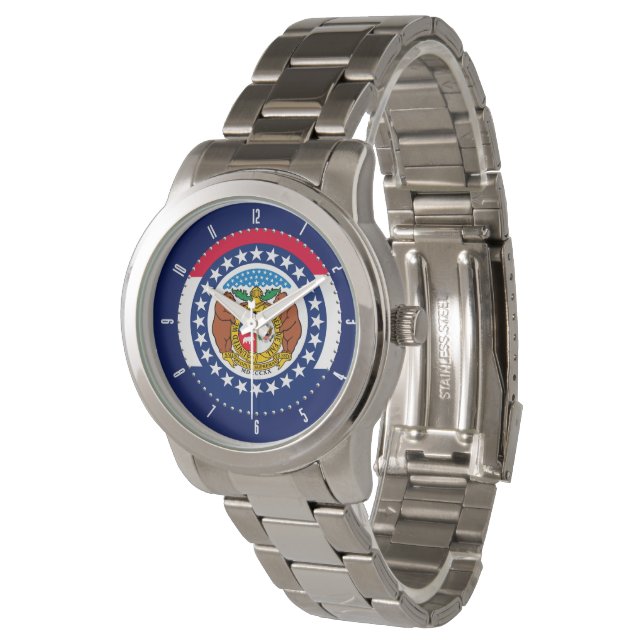 Ontwerpen van Missouri State Flag Watch Horloge (Gekanteld)