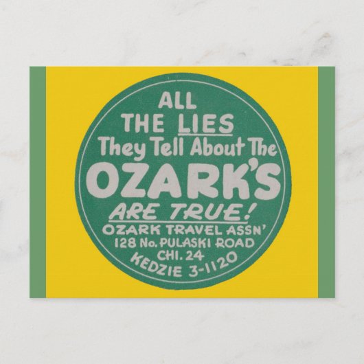 Ontwerpen voor reislabel voor Ozark Mountains Briefkaart (Voorkant)