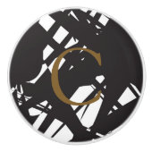 Ontwerper Abstracte zwarte & witte moderne Glamour Keramische Knop (Voorkant)