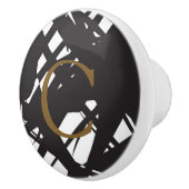 Ontwerper Abstracte zwarte & witte moderne Glamour Keramische Knop (Rechts)