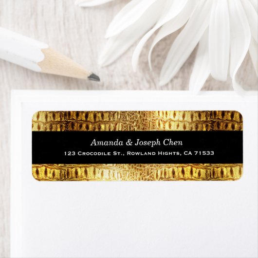 Ontwerper Alligator Crocodile Skin Shiny Gold Blac Etiket (Insitu)