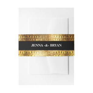Ontwerper Alligator Crocodile Skin Shiny Gold Blac Uitnodigingen Wikkel