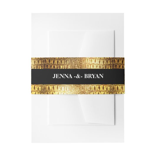 Ontwerper Alligator Crocodile Skin Shiny Gold Blac Uitnodigingen Wikkel (Voorkant Voorbeeld)