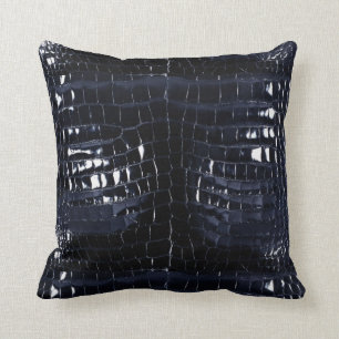 Ontwerper Alligator Crocodile Skin Shiny Navy Blue Kussen