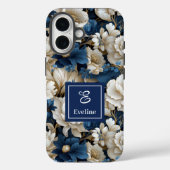 Ontwerper Blauwe Bloemen Chic iPhone Hoesje Bloemr (Achterkant)