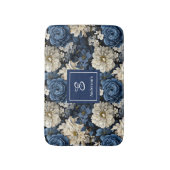 Ontwerper Blauwe Bloemen Persoonlijke Badmat (Voorkant Verticaal)