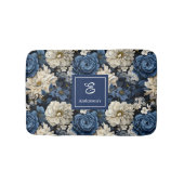 Ontwerper Blauwe Bloemen Persoonlijke Badmat (Voorkant)