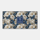 Ontwerper Blauwe Bloemen Persoonlijke Bureaumat (Voorkant)