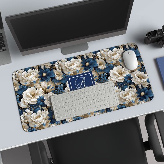 Ontwerper Blauwe Bloemen Persoonlijke Bureaumat