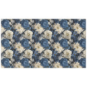 Ontwerper Blauwe Ivoren Bloemrozen Chic Tafelkleed (Voorkant (Horizontaal))