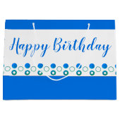 Ontwerper Blauwe Polka-Dot Verjaardag Groot Cadeauzakje (Voorkant)