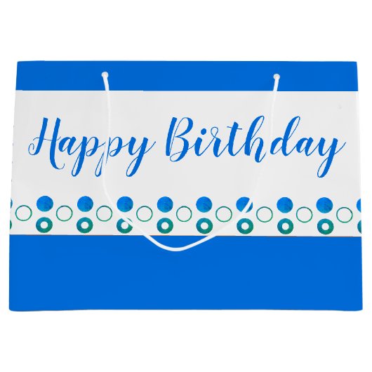 Ontwerper Blauwe Polka-Dot Verjaardag Groot Cadeauzakje (Voorkant)
