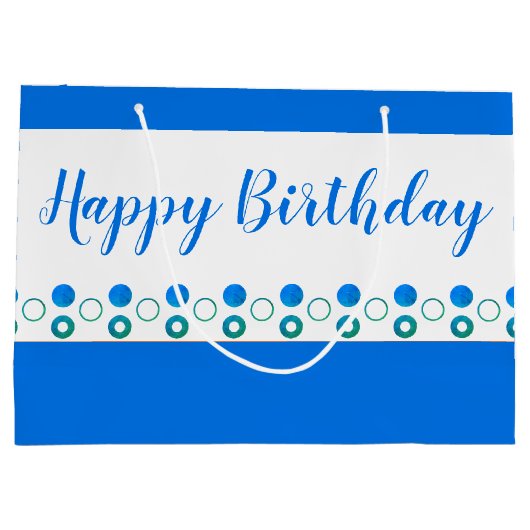 Ontwerper Blauwe Polka-Dot Verjaardag Groot Cadeauzakje (Achterkant)