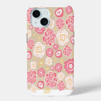 Ontwerper Bloemmotief Apple Iphone 15 Hoesje