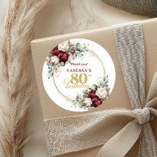 Ontwerper Blush Burgundy 80ste Verjaardag Stickers