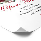 Ontwerper Blush Burgundy Open Bar Tafelkaart Poster (Hoek)