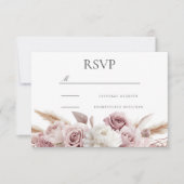 Ontwerper Boho Blush Bloemen Huwelijk RSVP Kaartje (Voorkant)